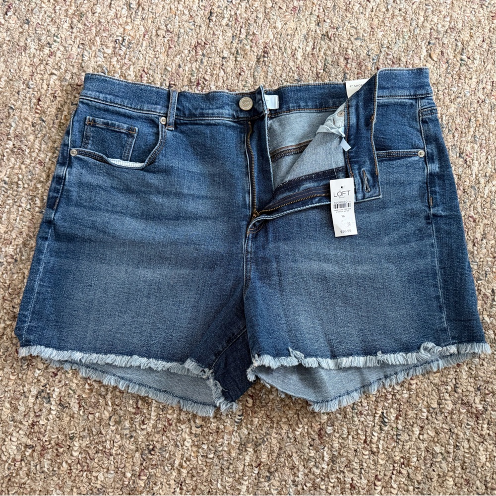LOFT Denim Frayed Hem Shorts